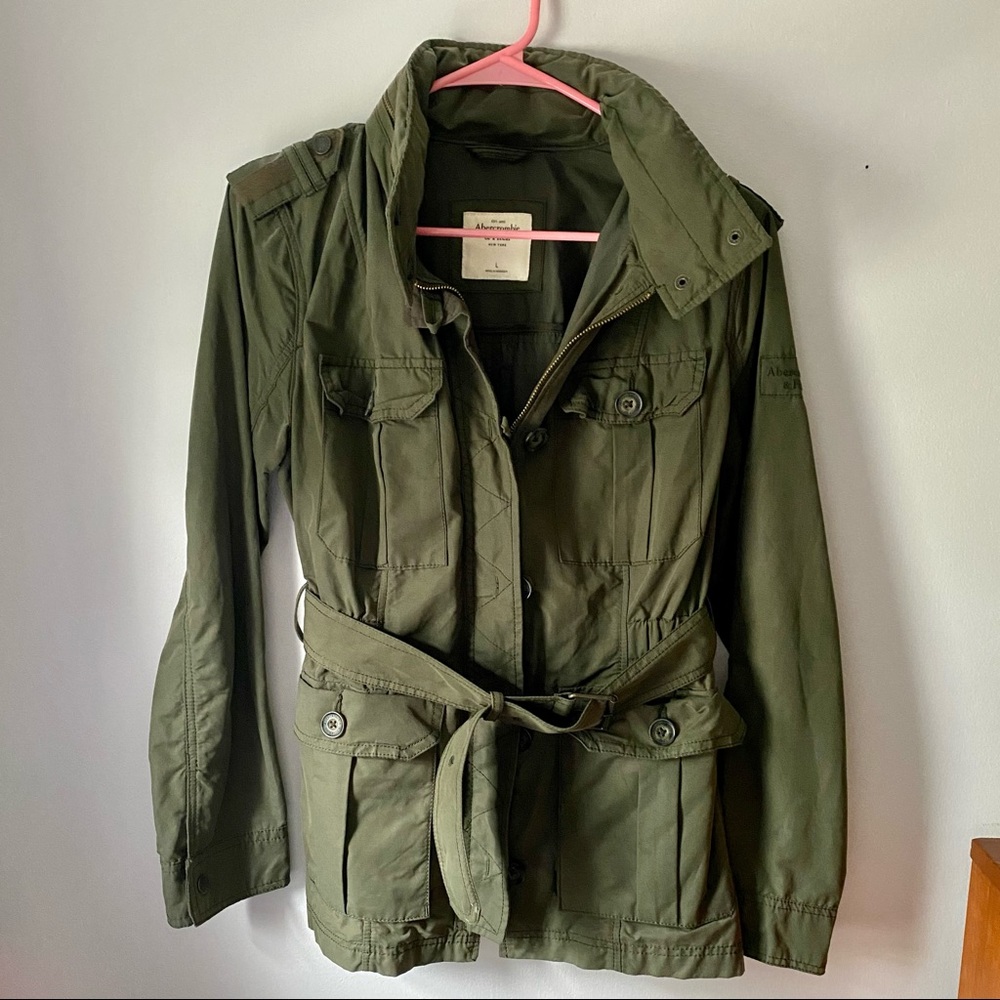 A&F Olive Jacket with Hidden Hood